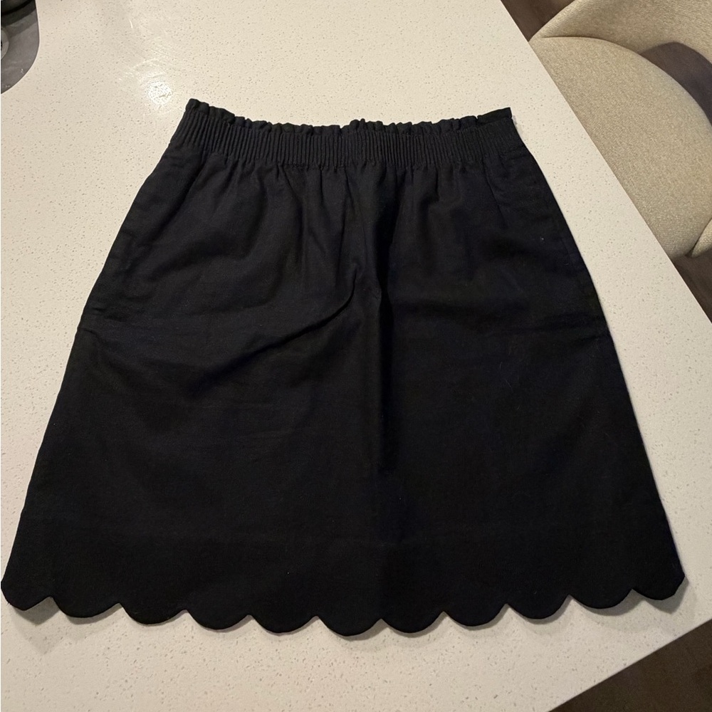 J. Crew Black A-Line Scallop Skirt